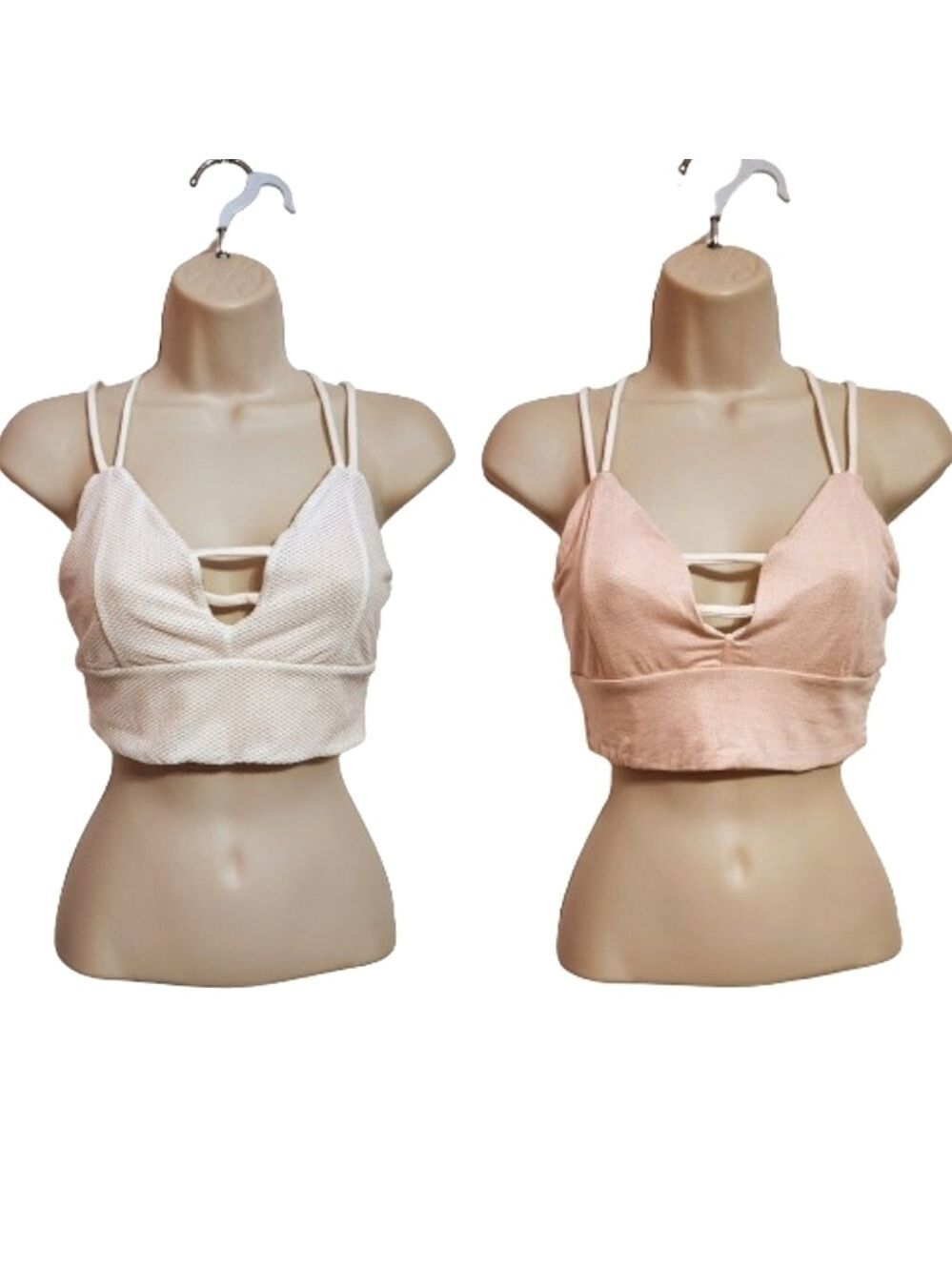 Briavia Reversible Strappy Crop Top White Peach M/L